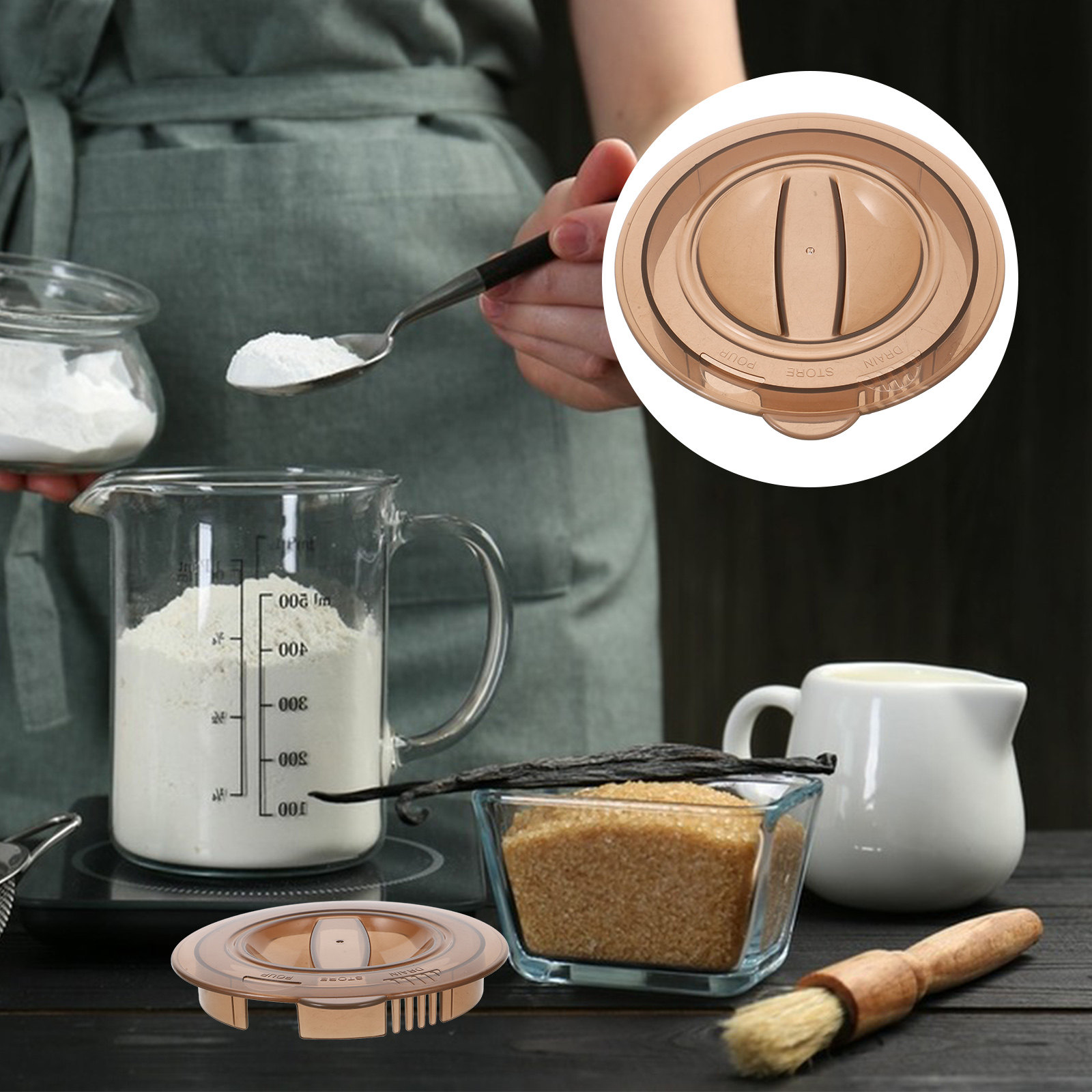 Kitchen Baking Soda - Стеклянная мерная чашка с пластиковой крышкой,