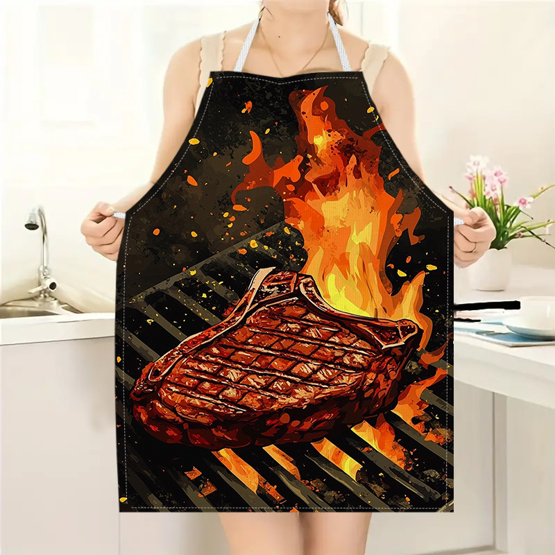 Kitchen Baking Gift Ideas - Фартук для барбекю с принтом пламени,