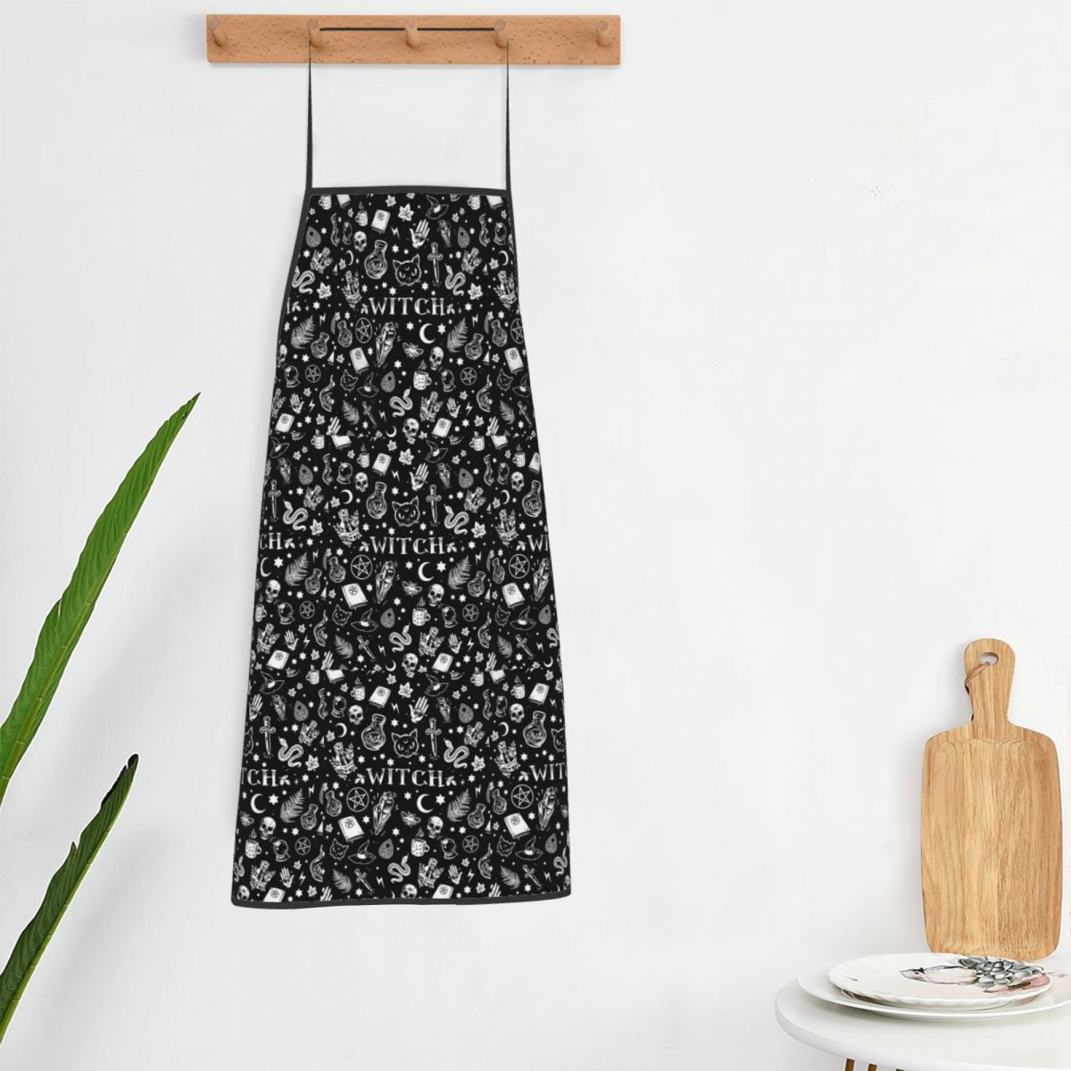 Kitchen Design For Baking - Фартук с готическим дизайном «Череп, Кот,