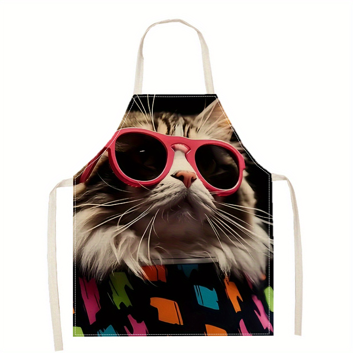 Kitchen Baking Gift Ideas - Льняной фартук с забавным принтом кошки